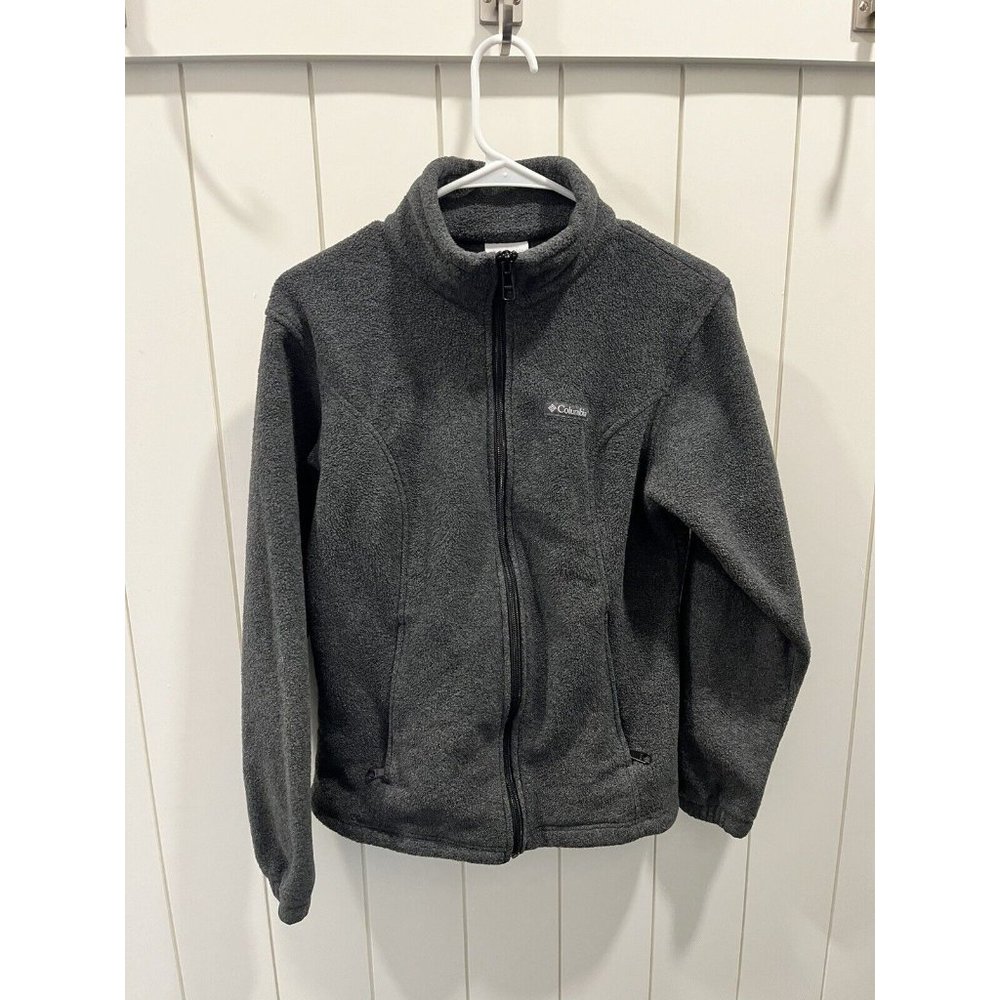 Columbia Womens Medium M Fleece Full Zip Up Dark Gray Lightweight Jacket Outdoor